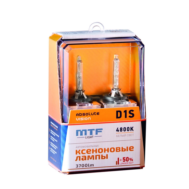 Ксеноновые лампы MTF Light ABSOLUTE VISION +50% — 85В, 35Вт, 4800K, 3800 лм, комплект 2 шт. Ксеноновые лампы MTF Light ABSOLUTE VISION +50% — 85В, 35Вт, 4800K, 3800 лм, комплект 2 шт.