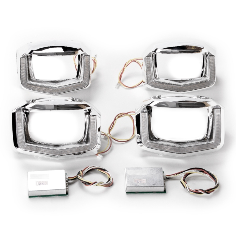 Установочный комплект MTF Light для Bi-LED линз — VW Tiguan 2017, двойная U-форма, белая и жёлтая подсветка, комплект Установочный комплект MTF Light для Bi-LED линз — VW Tiguan 2017, двойная U-форма, белая и жёлтая подсветка, комплект