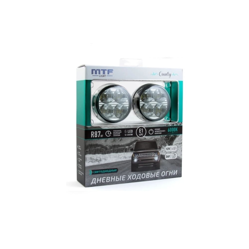 Светодиодные дневные ходовые огни MTF Light серия Светодиодные дневные ходовые огни MTF Light серия "COUNTRY" 12/24В, 8Вт, 6000К, E1, ECE R87, ком-т.
