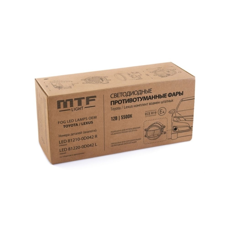 Фары противотуманные светодиодные MTF Light FL05KT — TOYOTA / LEXUS, 12 В, 5.4 Вт, ECE R19 / E4, комплект Фары противотуманные светодиодные MTF Light FL05KT — TOYOTA / LEXUS, 12 В, 5.4 Вт, ECE R19 / E4, комплект