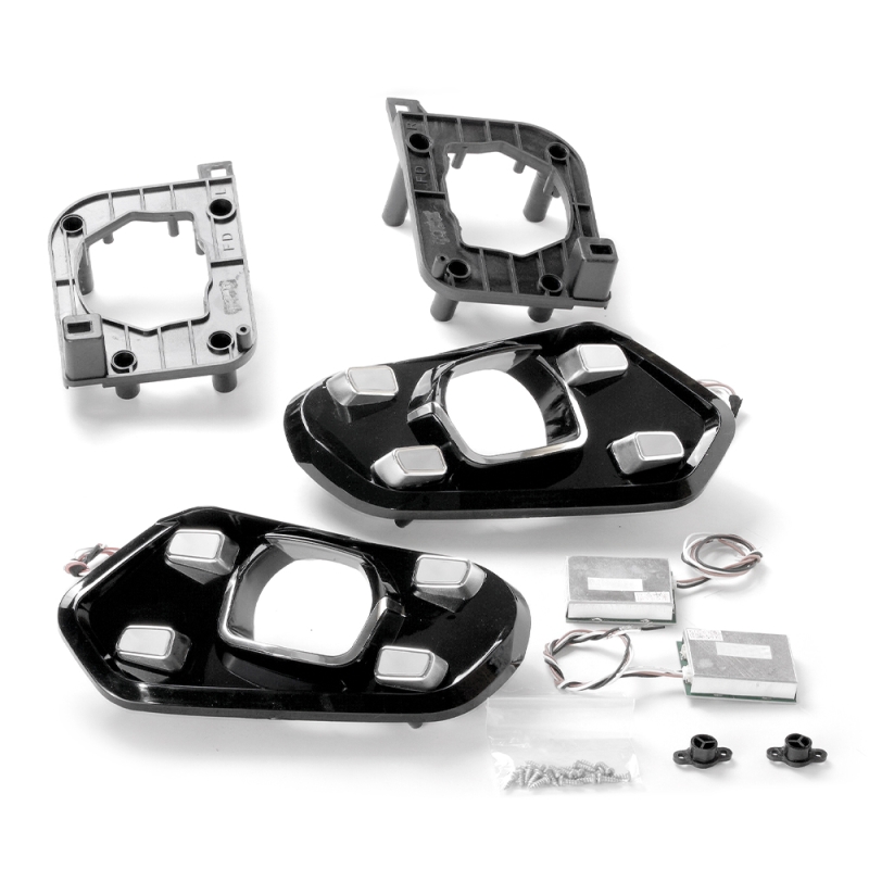 становочный комплект MTF Light для Bi-LED линз — Honda Fit 2014–2018, Porsche-тип, белая и жёлтая подсветка, комплект становочный комплект MTF Light для Bi-LED линз — Honda Fit 2014–2018, Porsche-тип, белая и жёлтая подсветка, комплект